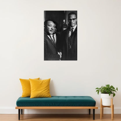 Martin Luther King Jr. & Malcolm X Poster Famous Leaders Wall Art Inspirational