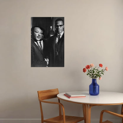 Martin Luther King Jr. & Malcolm X Poster Famous Leaders Wall Art Inspirational