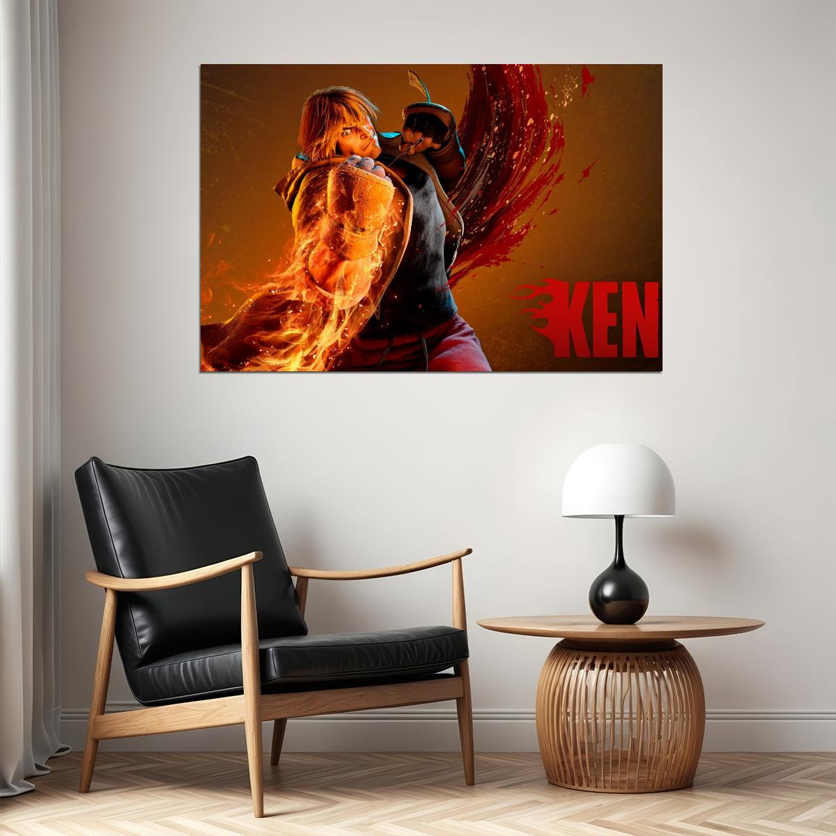 Street Fighter Ken Fighting Video Game Poster Gamer Wall Art