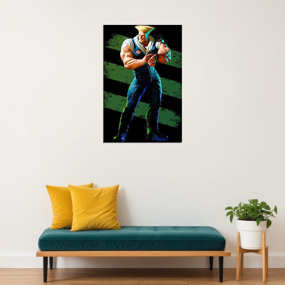 Street Fighter Guile Fighting Video Game Poster Gamer Wall Art