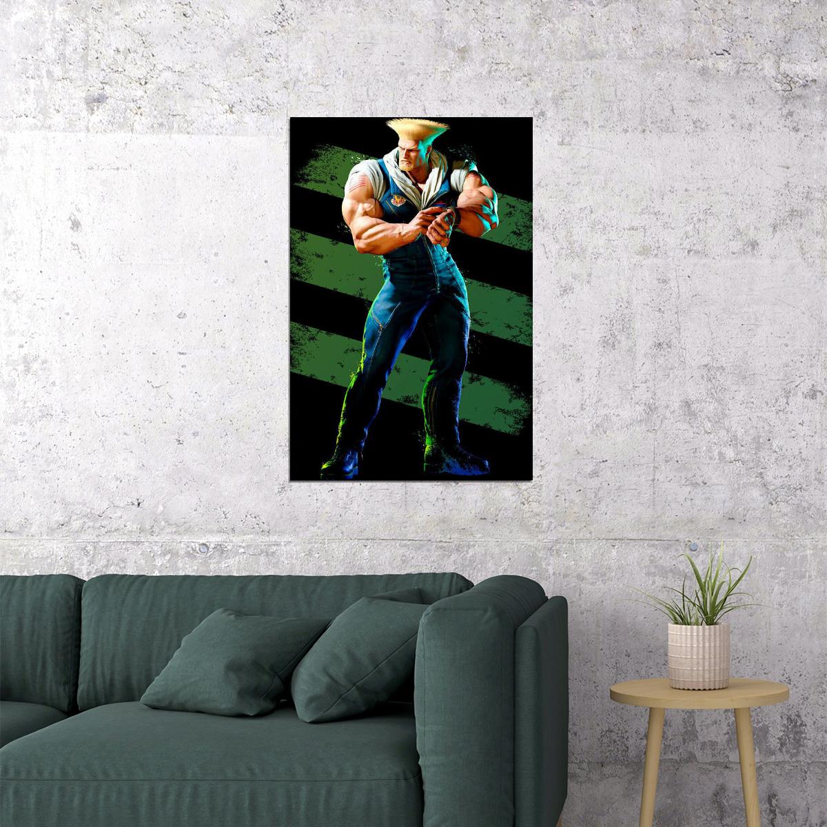 Street Fighter Guile Fighting Video Game Poster Gamer Wall Art