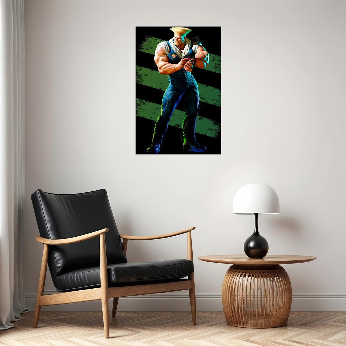 Street Fighter Guile Fighting Video Game Poster Gamer Wall Art