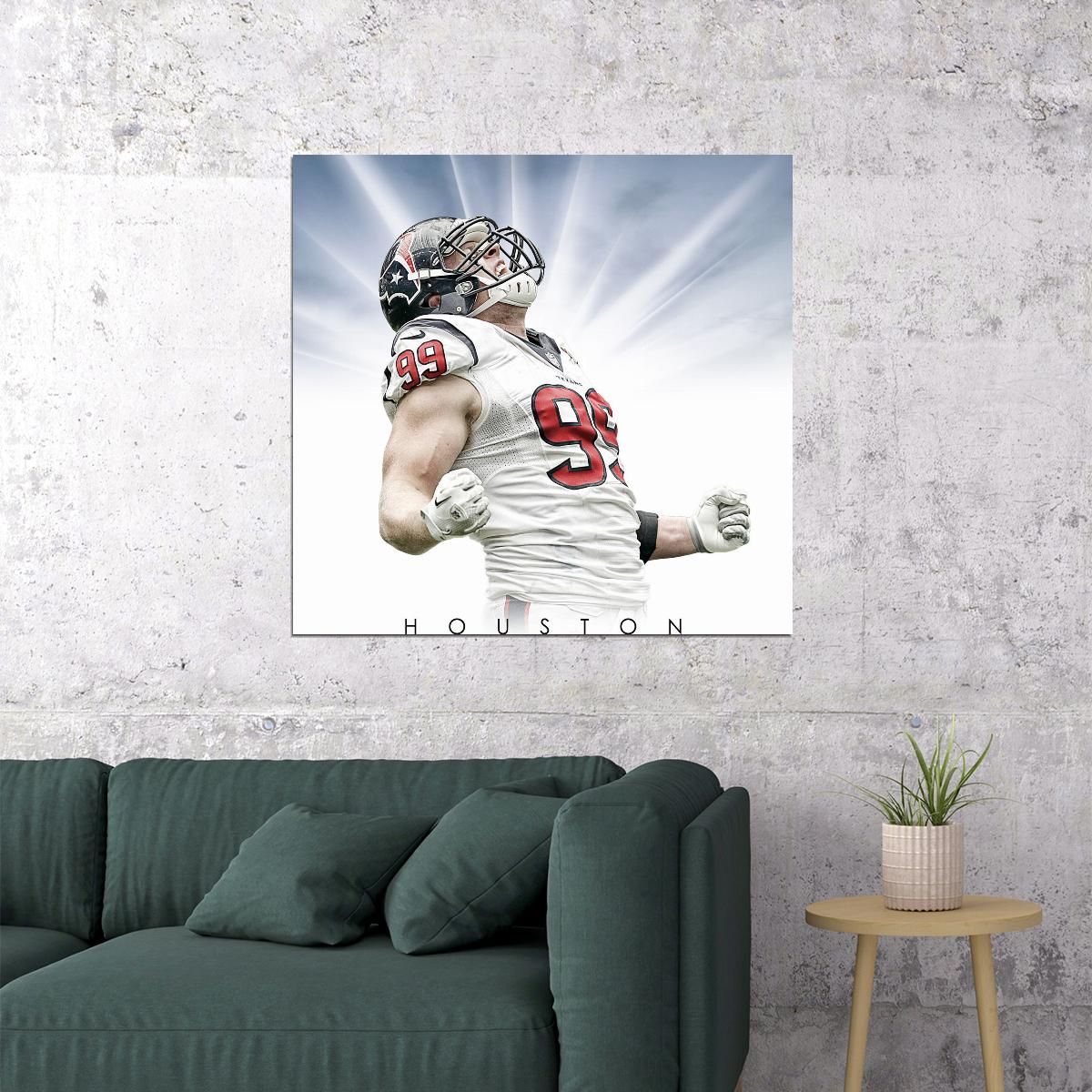 J.j. Watt Houston Texans Nfl Football Poster Motivational Sports Print - xonomax