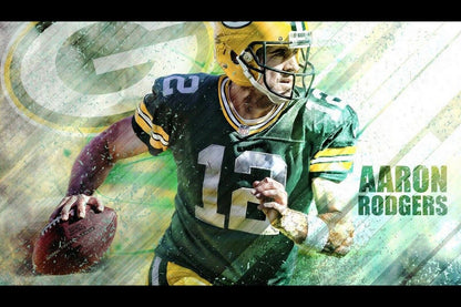 Aaron Rodgers Football Poster Nfl Quarterback Wall Art Sports Print - xonomax