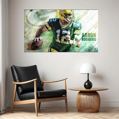 Aaron Rodgers Football Poster Nfl Quarterback Wall Art Sports Print - xonomax