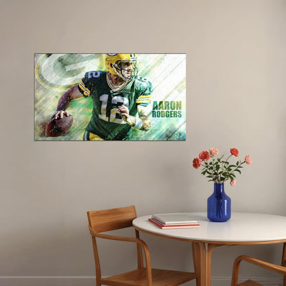 Aaron Rodgers Football Poster Nfl Quarterback Wall Art Sports Print - xonomax