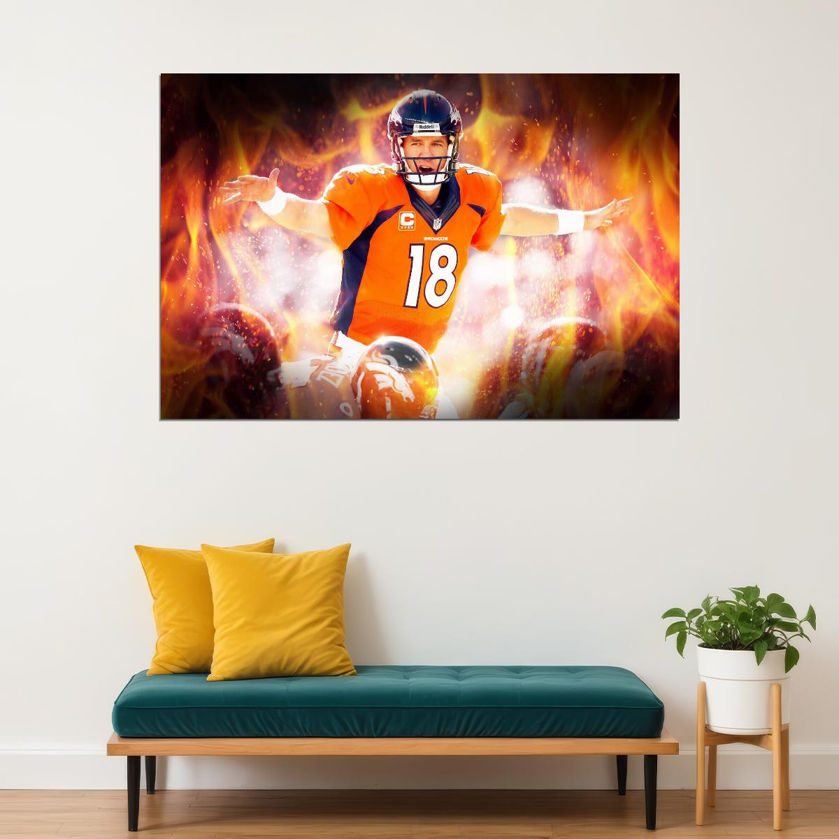 Peyton Manning Denver Broncos Football Poster Nfl Quarterback Wall Art Sports Print - xonomax