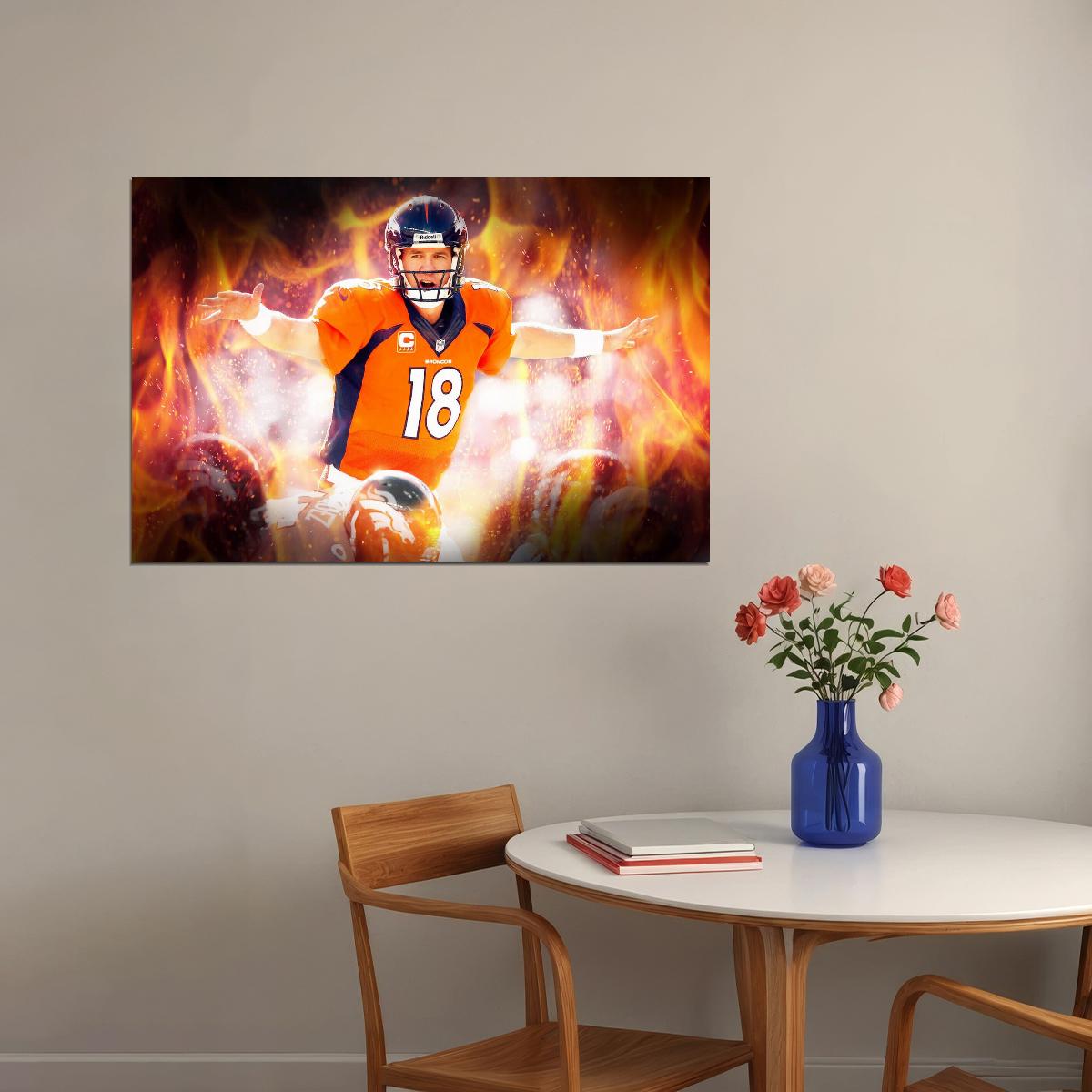 Peyton Manning Denver Broncos Football Poster Nfl Quarterback Wall Art Sports Print - xonomax