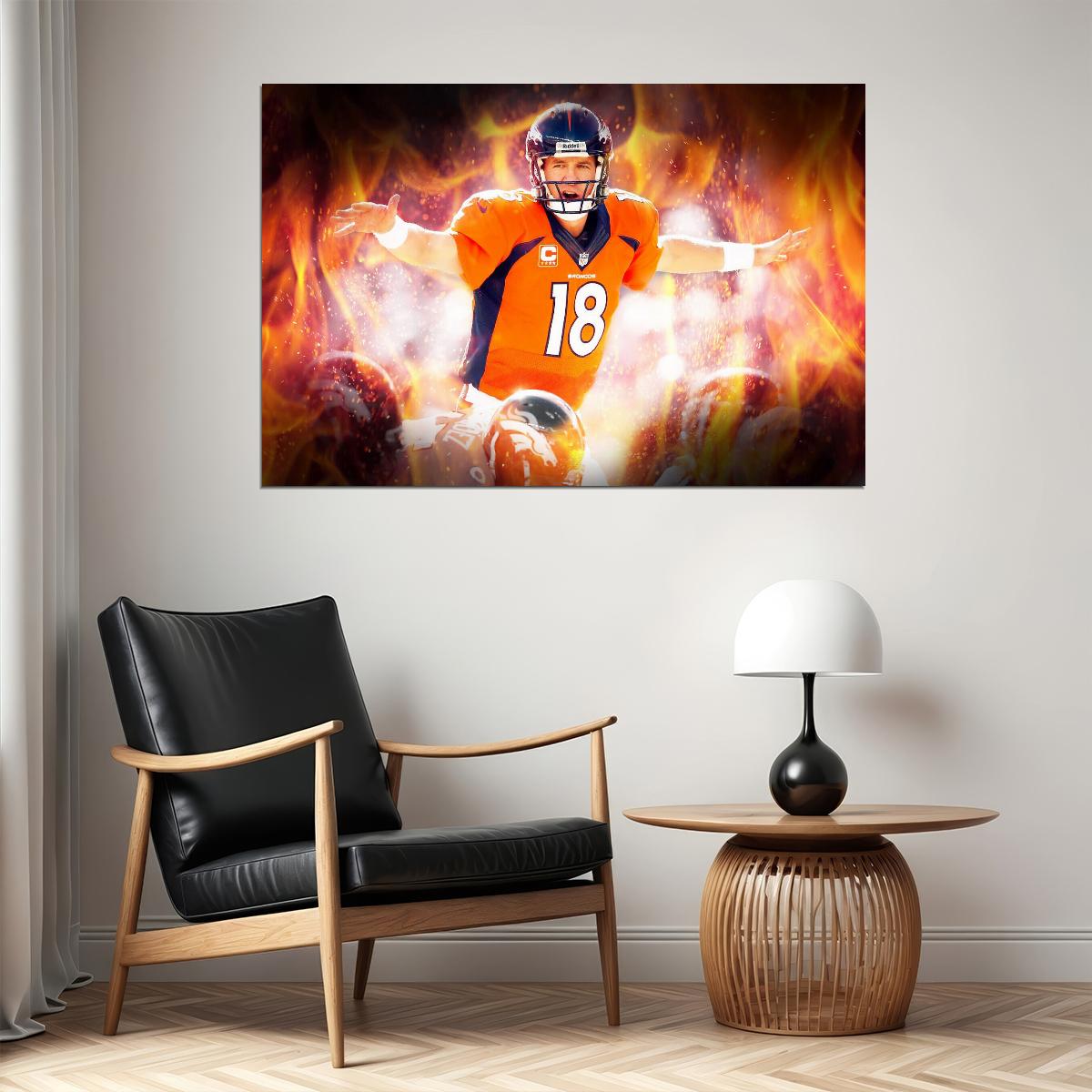 Peyton Manning Denver Broncos Football Poster Nfl Quarterback Wall Art Sports Print - xonomax