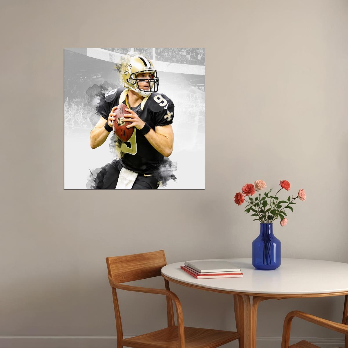 New Orleans Saints Drew Brees Nfl Poster Famous Quarterback Motivational Sports Print