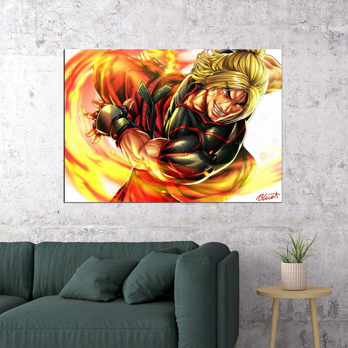 Street Fighter Ken Fighting Video Game Poster Gamer Wall Art