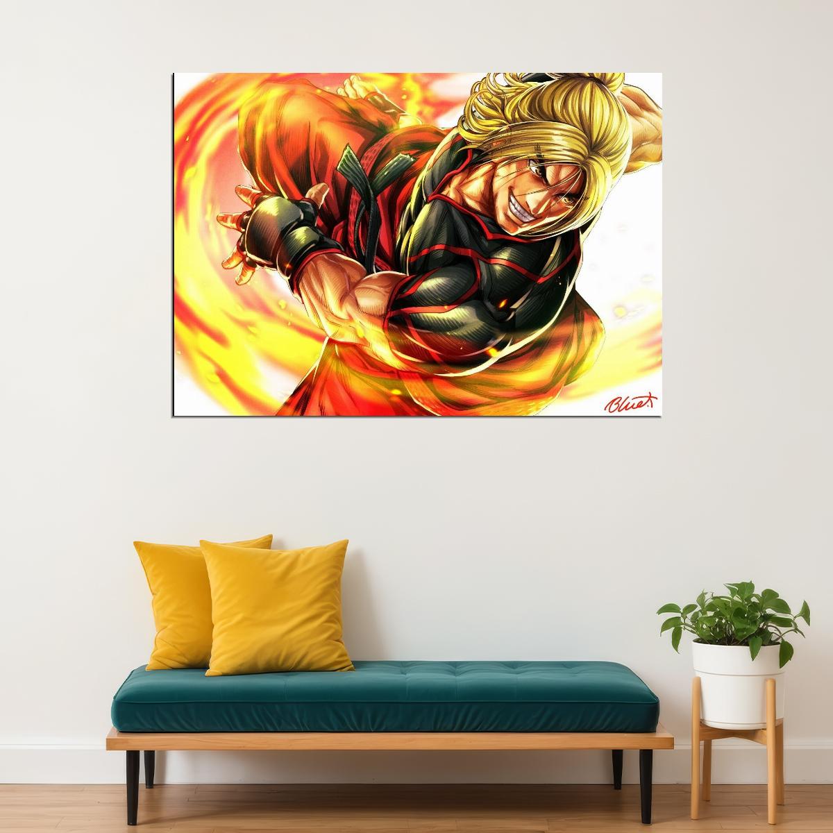 Street Fighter Ken Fighting Video Game Poster Gamer Wall Art