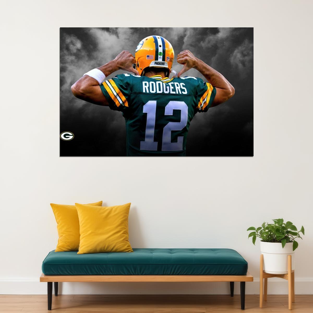 Aaron Rodgers Green Bay Packers Poster Nfl Quarterback Wall Art Sports Print - xonomax