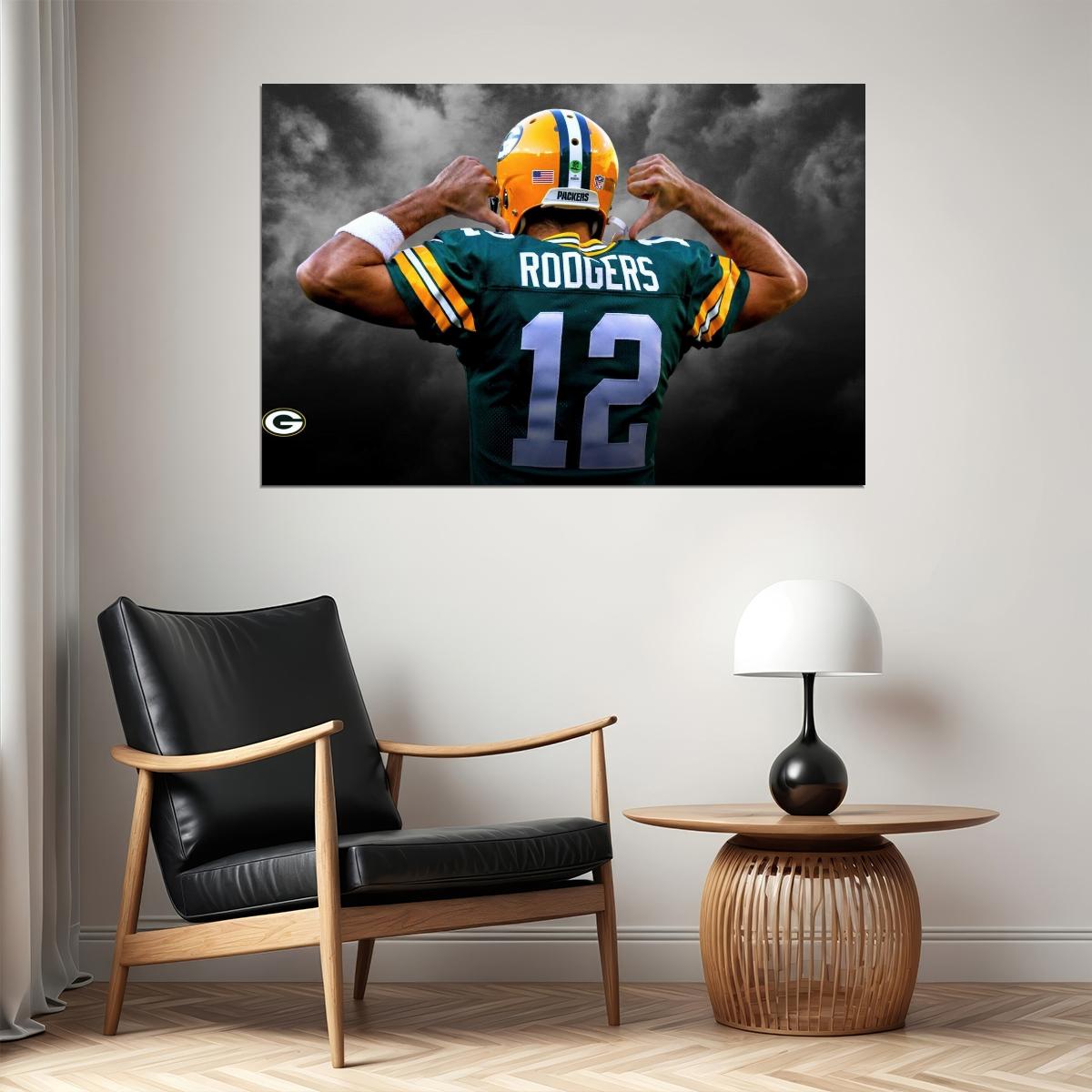 Aaron Rodgers Green Bay Packers Poster Nfl Quarterback Wall Art Sports Print - xonomax