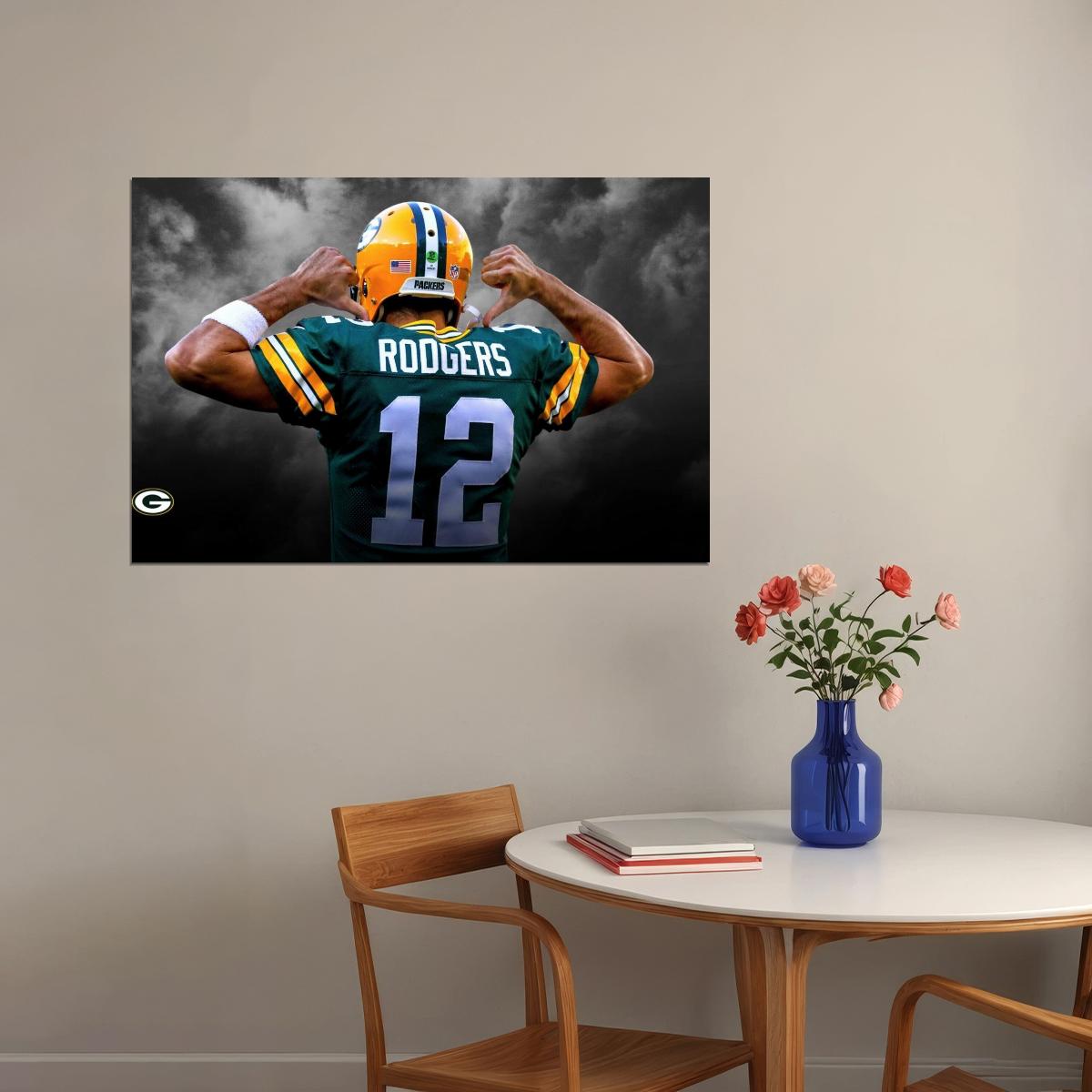 Aaron Rodgers Green Bay Packers Poster Nfl Quarterback Wall Art Sports Print - xonomax