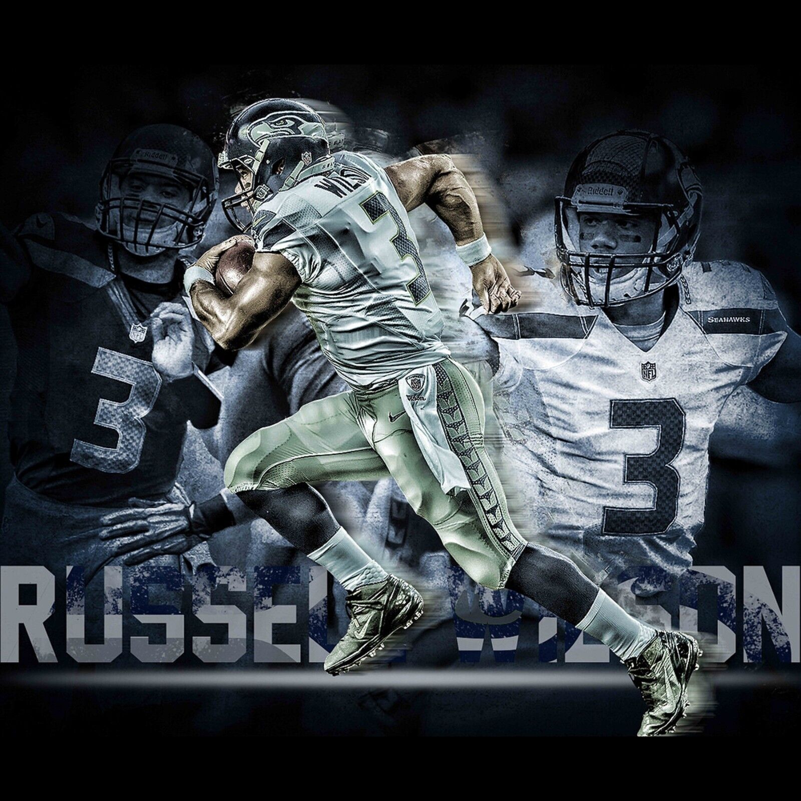 Seattle Seahawks Russell Wilson Nfl Poster Famous Quarterback Motivational Sports Print - xonomax
