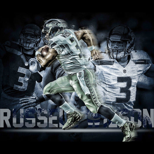Seattle Seahawks Russell Wilson Nfl Poster Famous Quarterback Motivational Sports Print - xonomax
