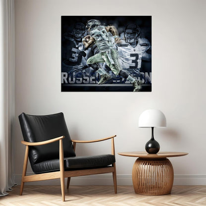 Seattle Seahawks Russell Wilson Nfl Poster Famous Quarterback Motivational Sports Print - xonomax