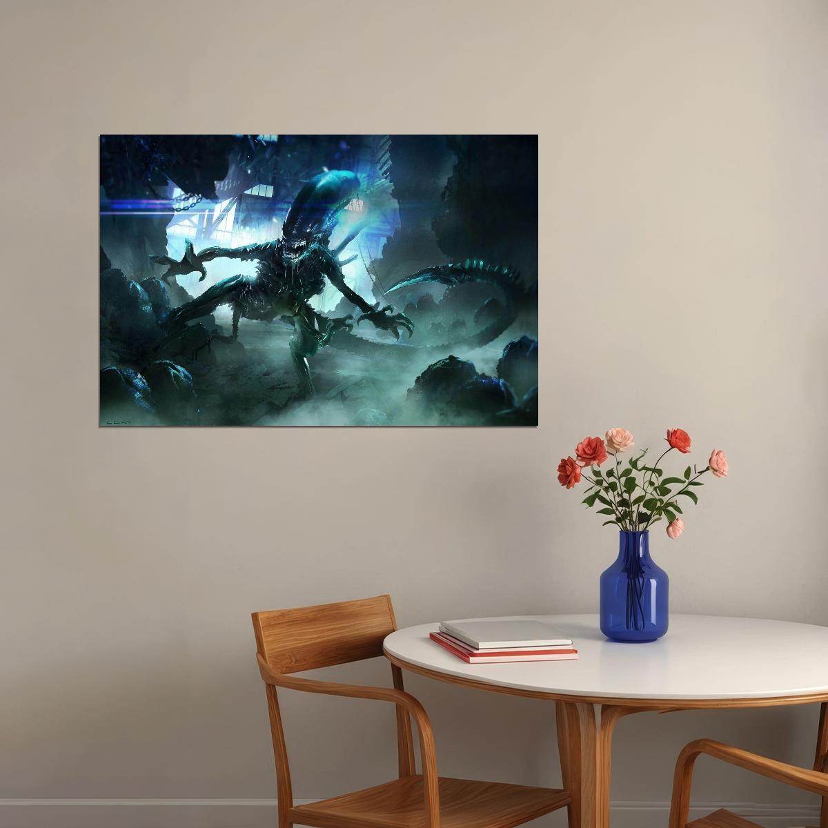 Alien Xenomorph Movie Poster Sci-fi Horror Film Wall Art Classic Alien Print - xonomax
