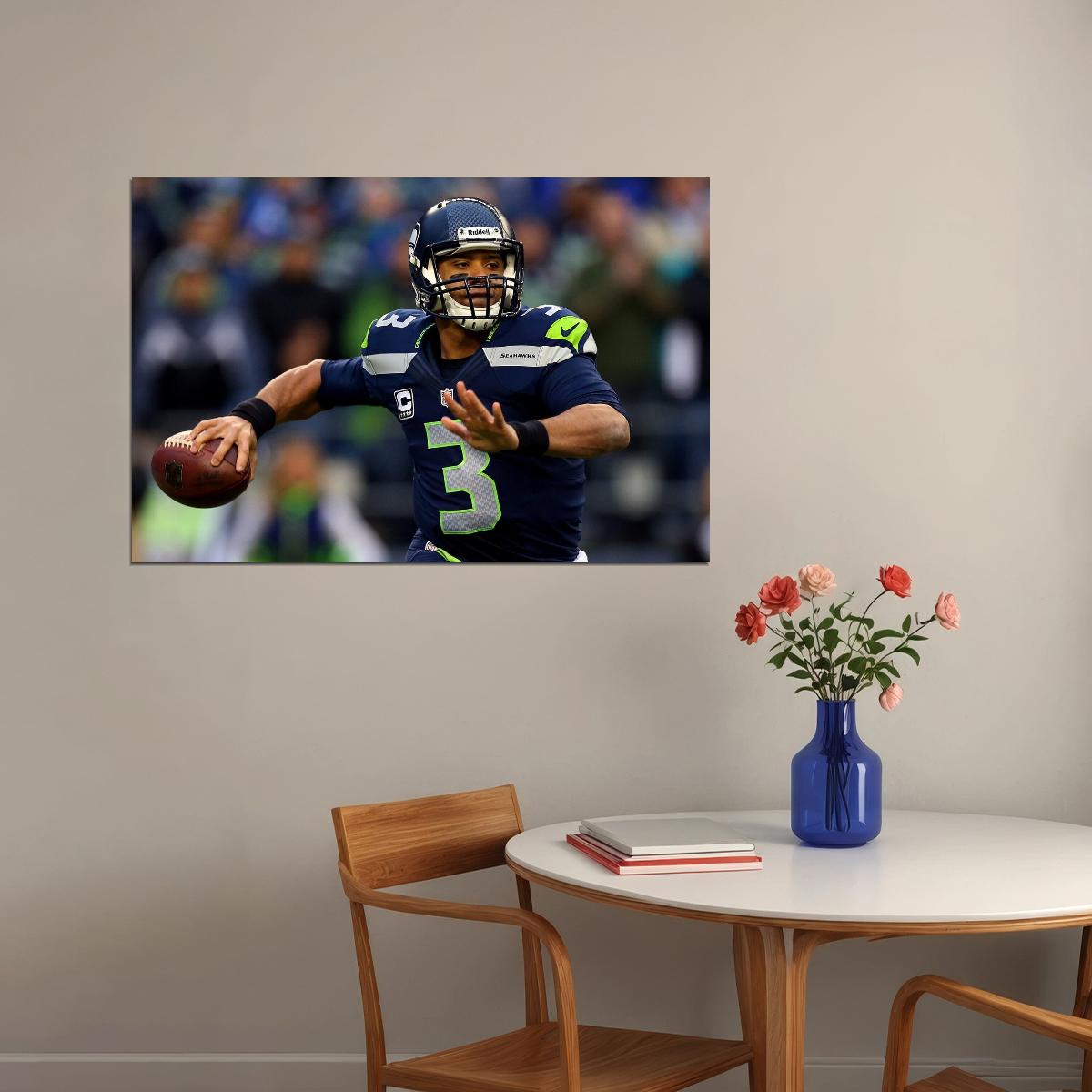 Seattle Seahawks Russell Wilson Nfl Poster Famous Quarterback Motivational Sports Print - xonomax