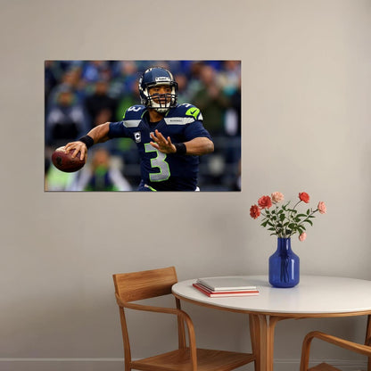Seattle Seahawks Russell Wilson Nfl Poster Famous Quarterback Motivational Sports Print - xonomax