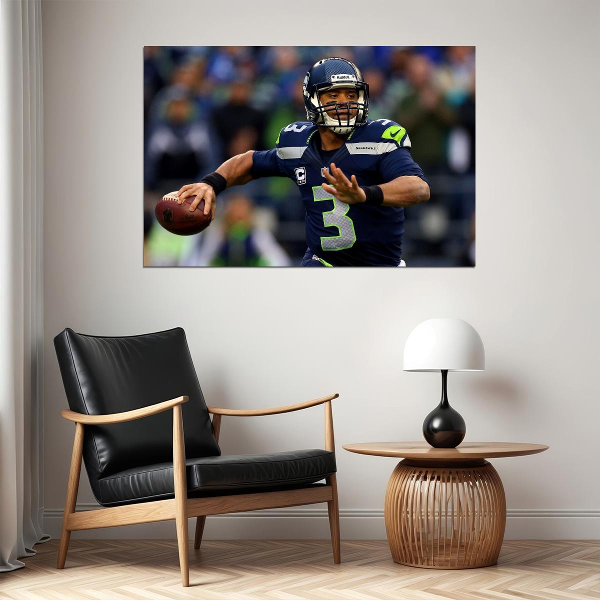 Seattle Seahawks Russell Wilson Nfl Poster Famous Quarterback Motivational Sports Print - xonomax