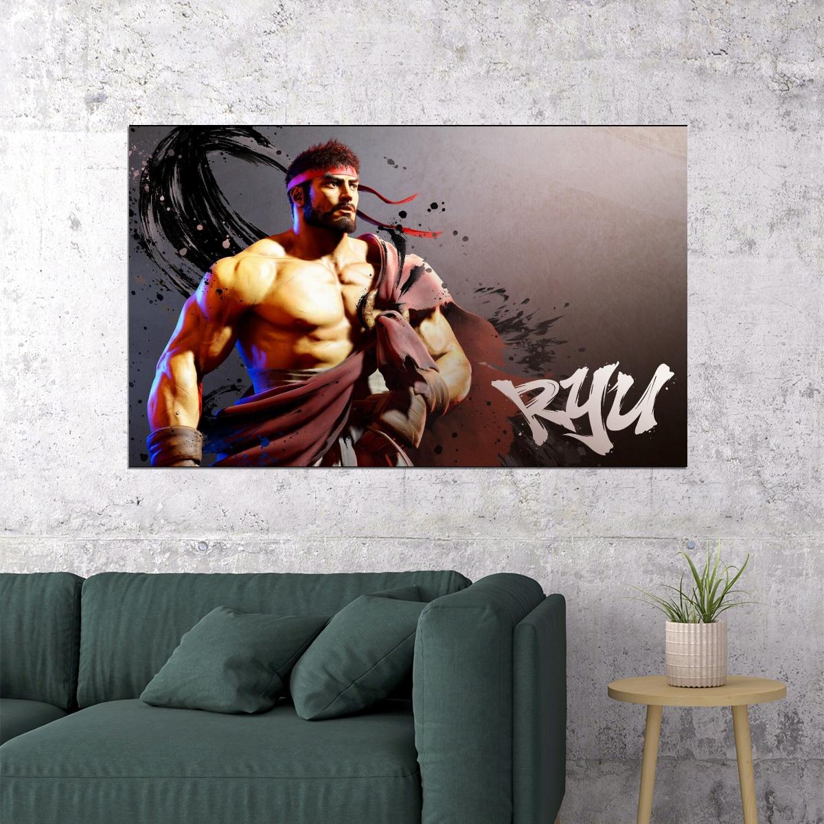 Street Fighter Ryu Fighting Video Game Poster Gamer Wall Art