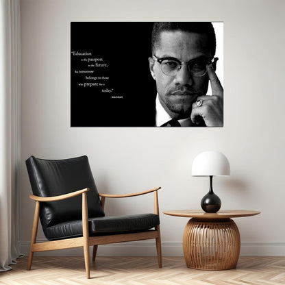 Malcolm X Quote Civil Rights Leader Poster Inspirational Wall Art