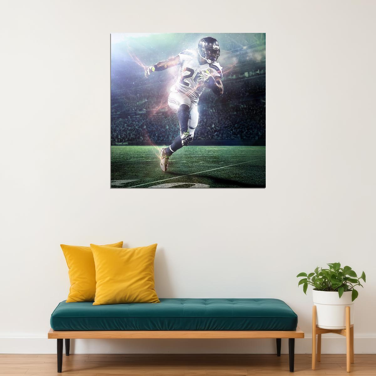Seattle Seahawks Beast Mode Marshawn Lynch Nfl Poster Famous Running Back Motivational Sports Print