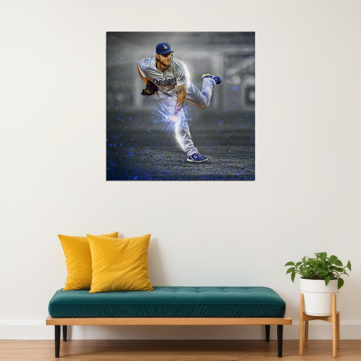 Clayton Kershaw Baseball Poster Mlb Pitcher Wall Art Los Angeles Dodgers Sports Print - xonomax