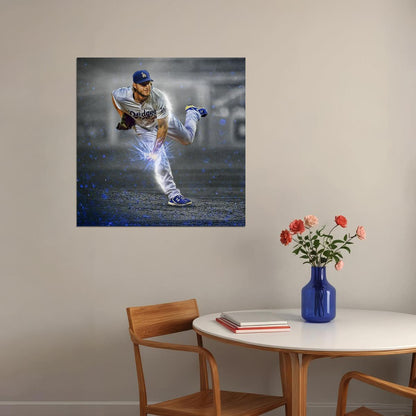 Clayton Kershaw Baseball Poster Mlb Pitcher Wall Art Los Angeles Dodgers Sports Print - xonomax