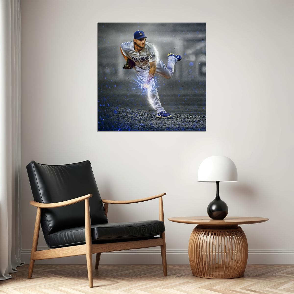 Clayton Kershaw Baseball Poster Mlb Pitcher Wall Art Los Angeles Dodgers Sports Print - xonomax