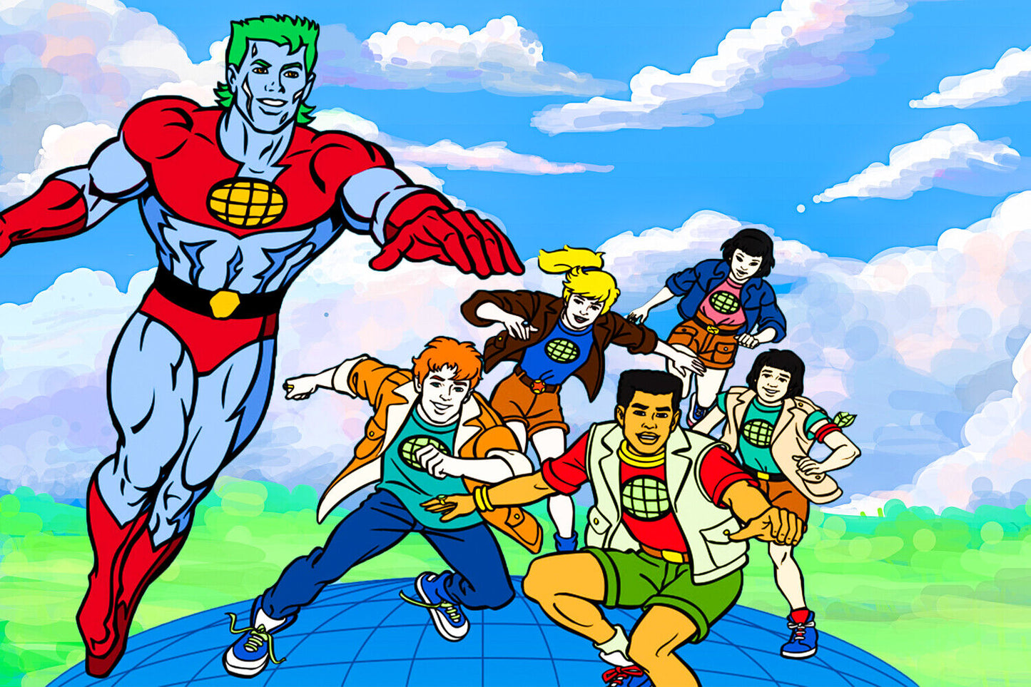 Captain Planet Poster Superhero Wall Art Animated Series Print