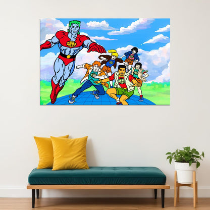 Captain Planet Poster Superhero Wall Art Animated Series Print