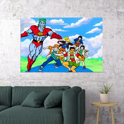 Captain Planet Poster Superhero Wall Art Animated Series Print