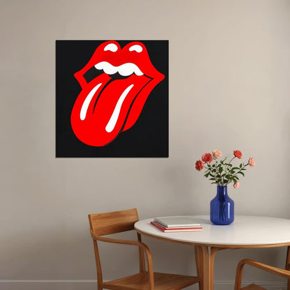 Rolling Stones Logo Music Poster Iconic Tongue Design 1970s Rock Wall Art