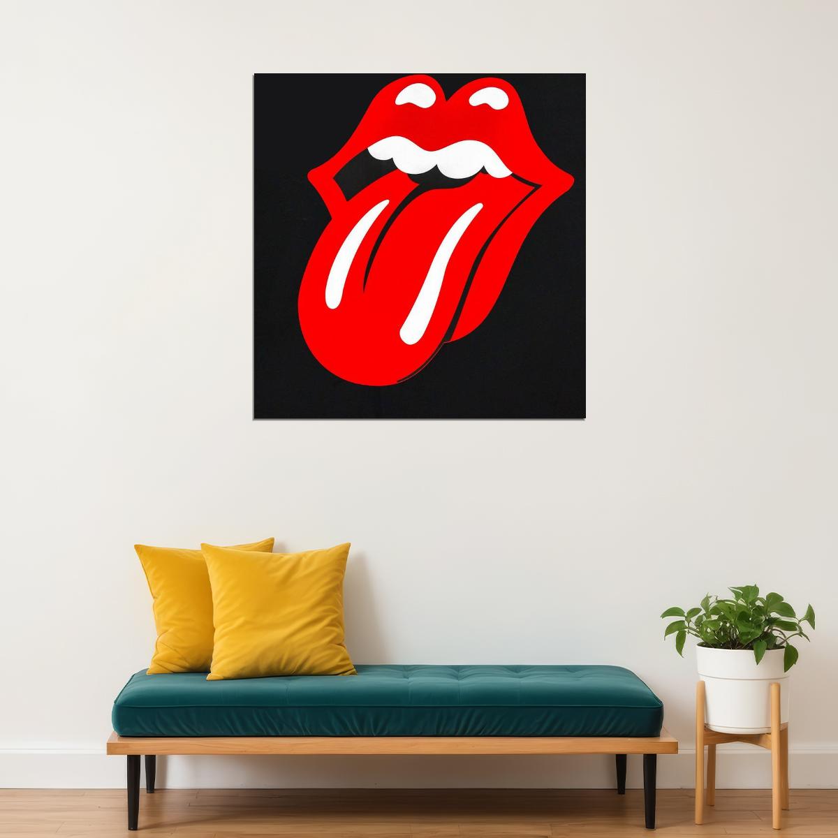 Rolling Stones Logo Music Poster Iconic Tongue Design 1970s Rock Wall Art