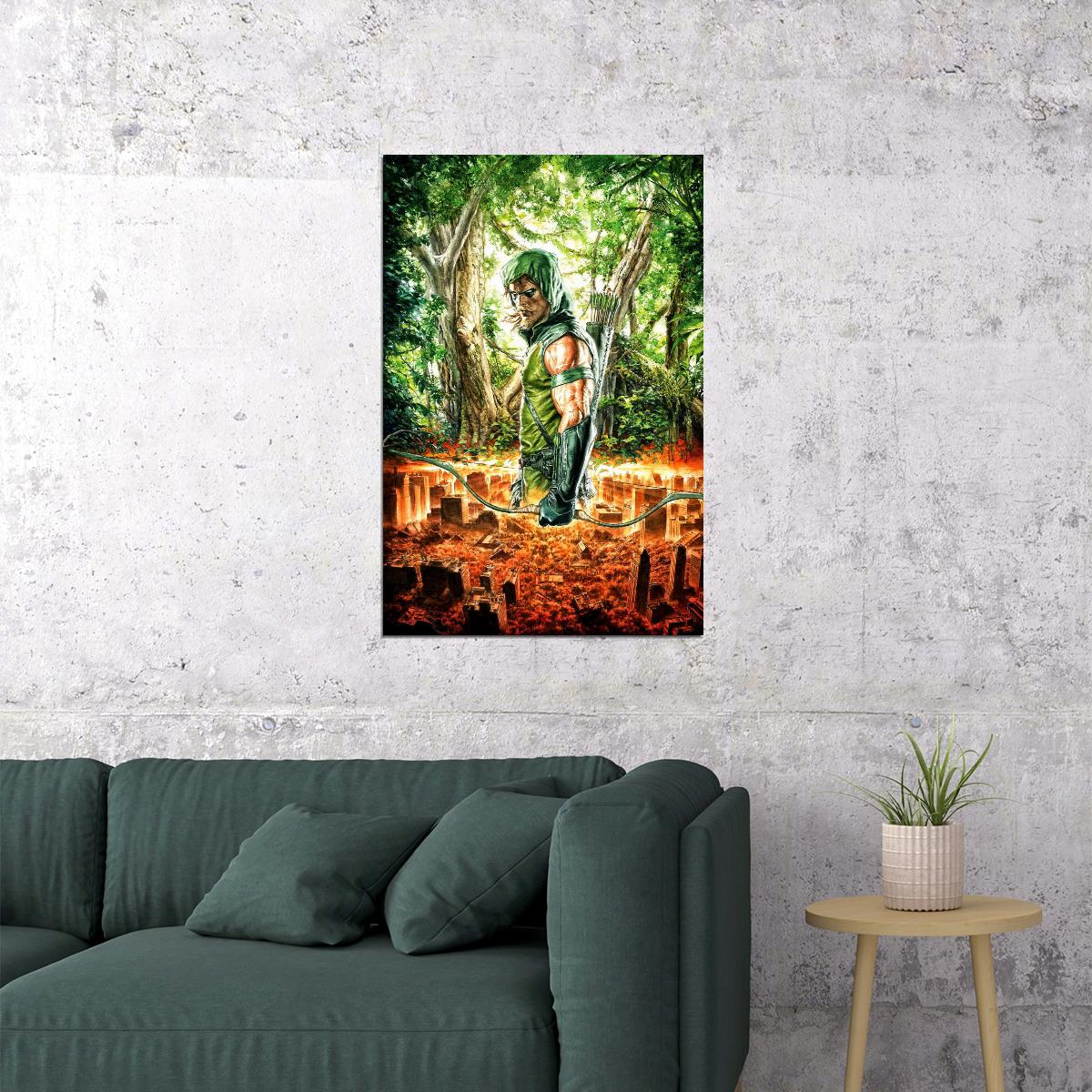 Green Arrow Oliver Queen Movie Poster Dc Comics Superhero Wall Art Comic Book Print - xonomax