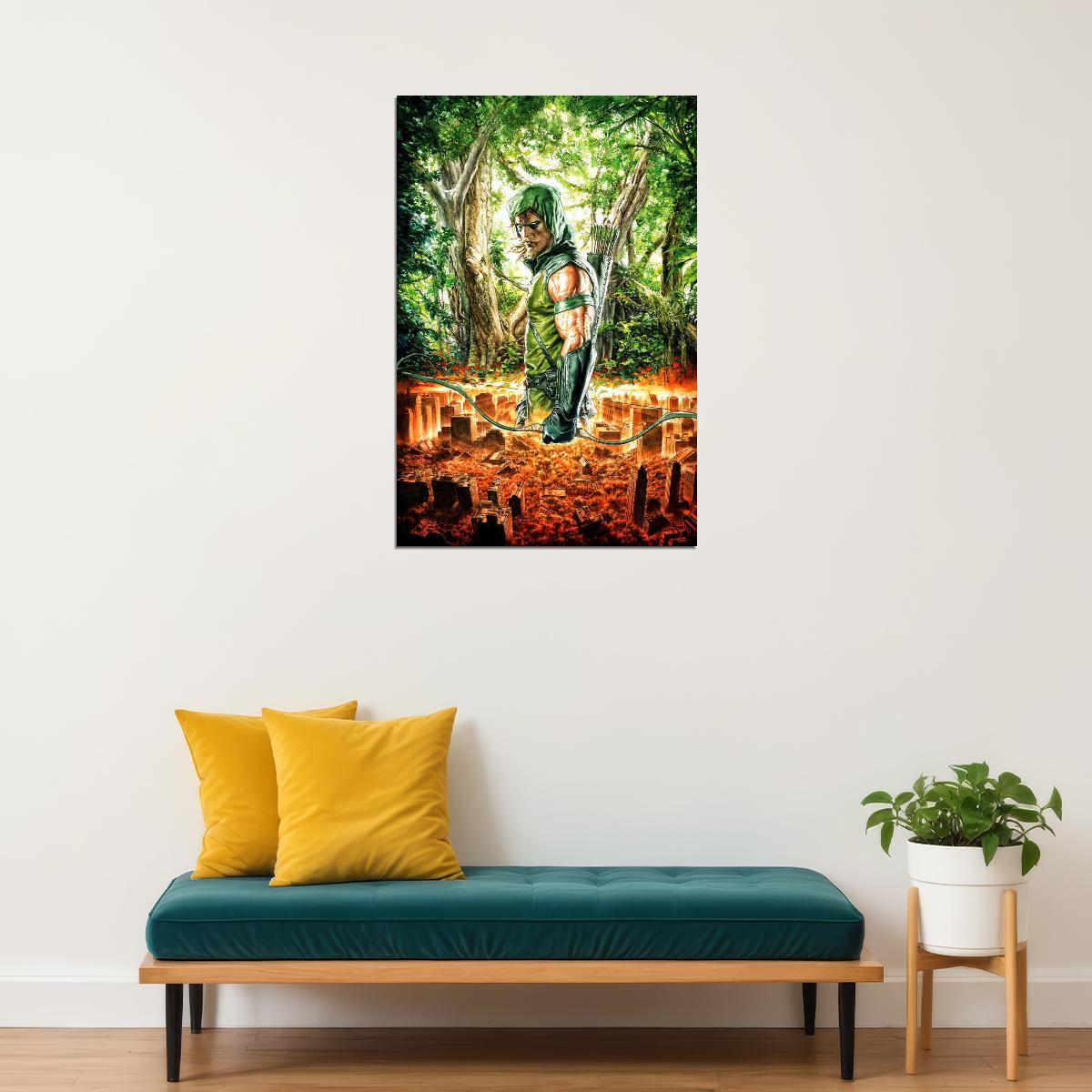 Green Arrow Oliver Queen Movie Poster Dc Comics Superhero Wall Art Comic Book Print - xonomax