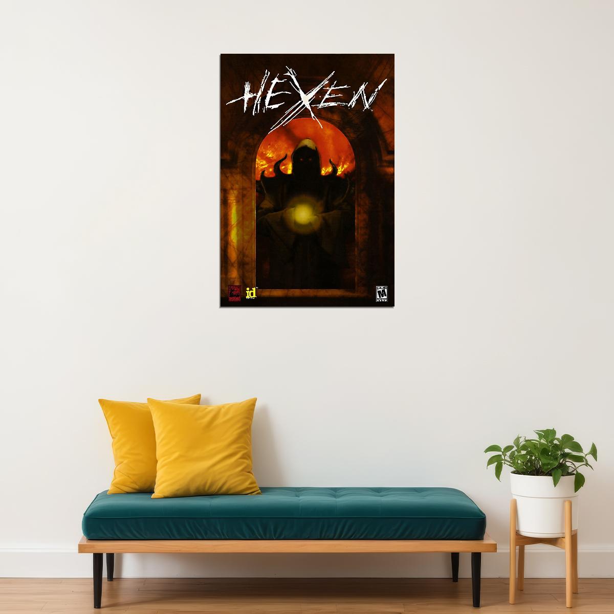 Hexen Video Game Poster Dark Fantasy Gaming Wall Art Classic Game Print