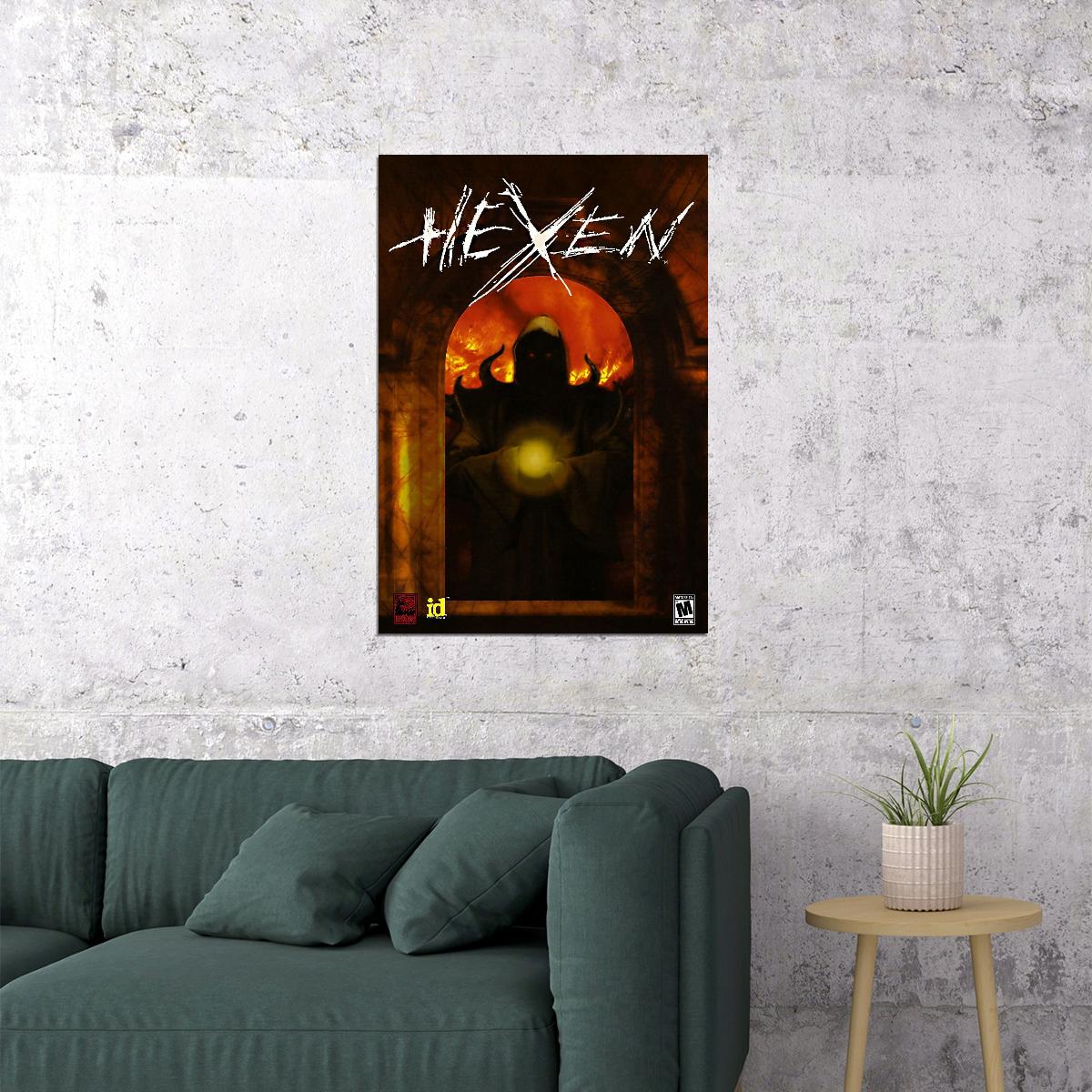 Hexen Video Game Poster Dark Fantasy Gaming Wall Art Classic Game Print