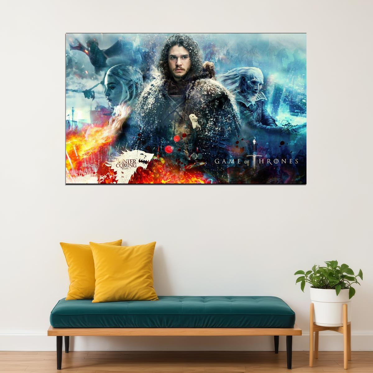 Game Of Thrones Jon Snow Tv Series Poster Fantasy Drama Wall Art Hbo Show Print - xonomax
