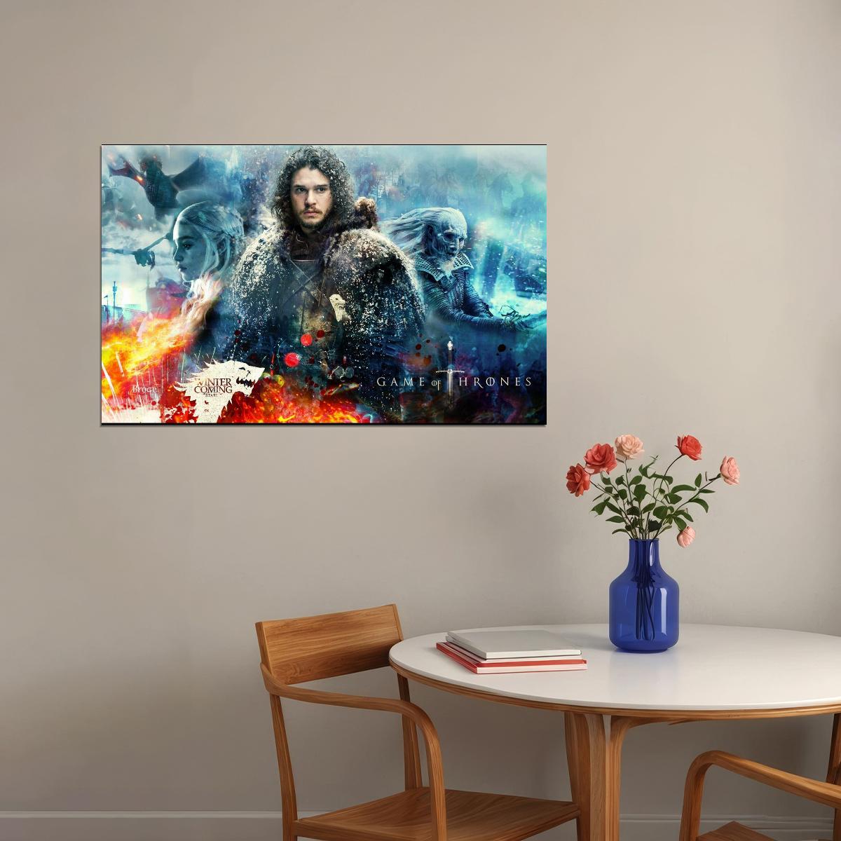 Game Of Thrones Jon Snow Tv Series Poster Fantasy Drama Wall Art Hbo Show Print - xonomax