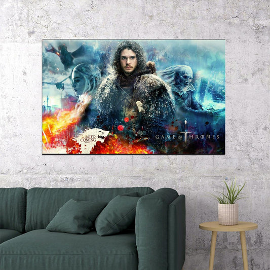Game Of Thrones Jon Snow Tv Series Poster Fantasy Drama Wall Art Hbo Show Print - xonomax
