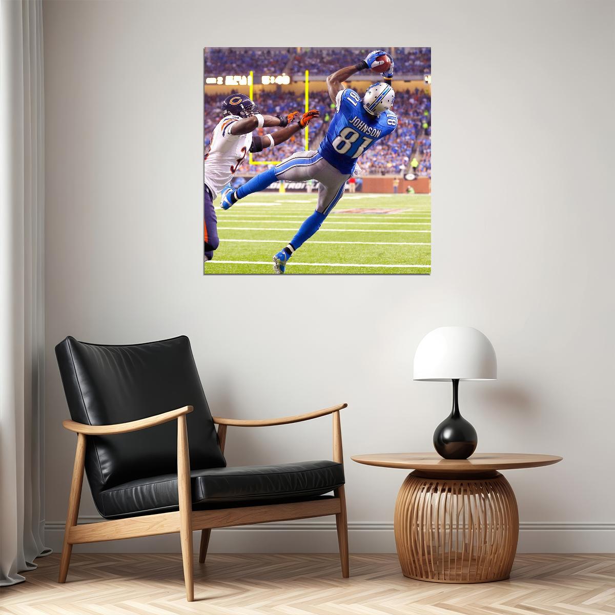 Calvin Johnson Detroit Lions Football Poster Nfl Star Wall Art Sports Print - xonomax
