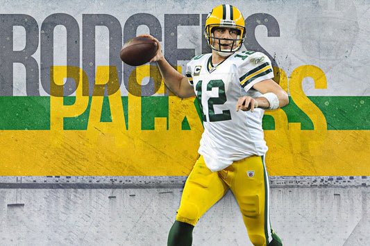 Aaron Rodgers Football Poster Nfl Quarterback Wall Art Sports Print - xonomax