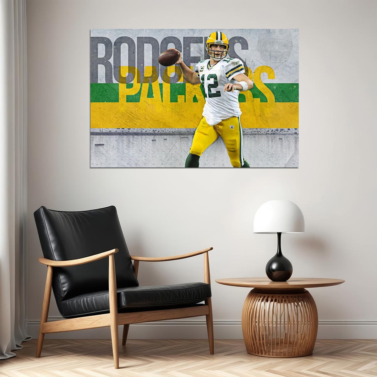 Aaron Rodgers Football Poster Nfl Quarterback Wall Art Sports Print - xonomax