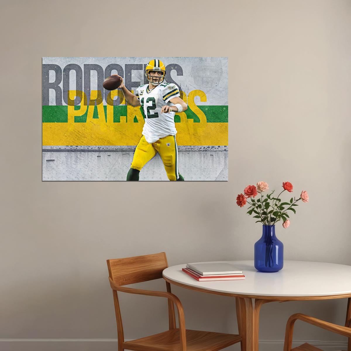 Aaron Rodgers Football Poster Nfl Quarterback Wall Art Sports Print - xonomax