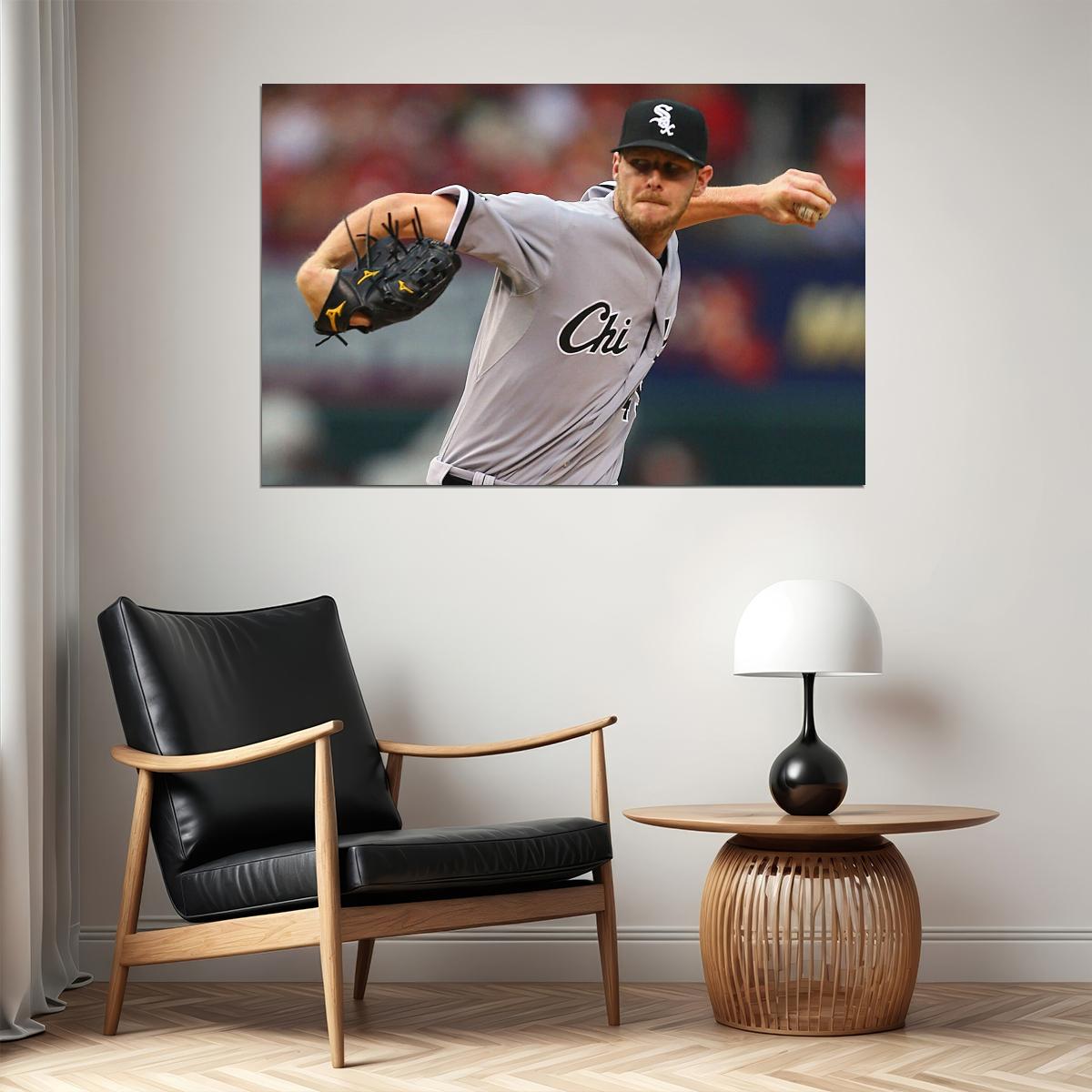 Chris Sale Baseball Poster Mlb Pitcher Wall Art Boston Red Sox Sports Print - xonomax