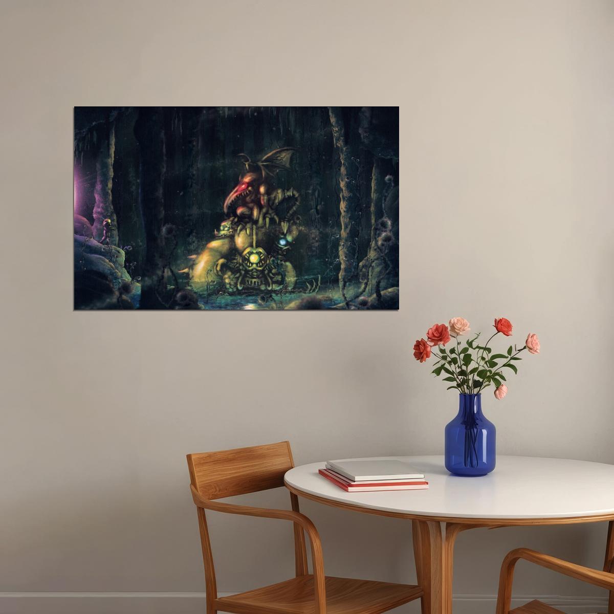 Super Metroid Nintendo Video Game Poster Iconic Retro Sci-fi Wall Art